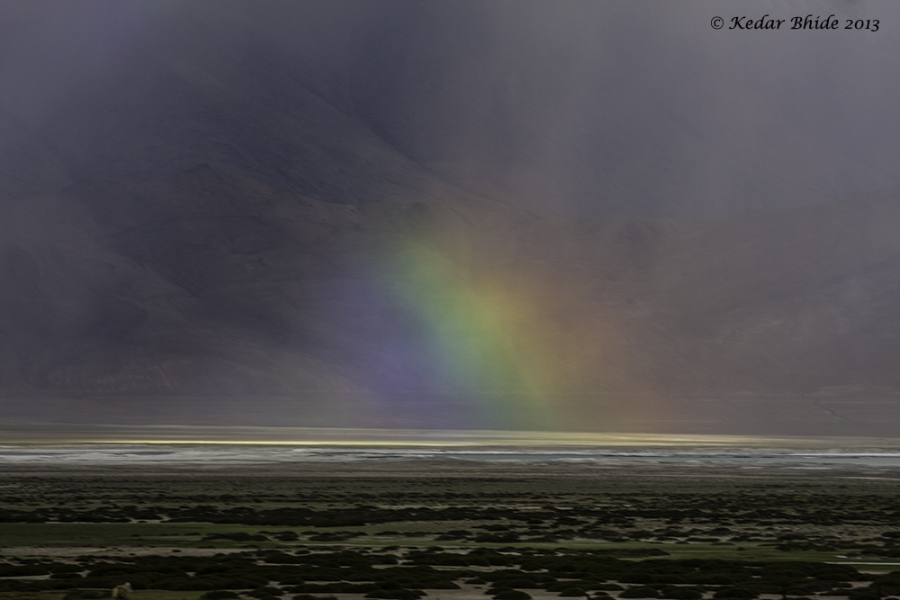 Rainbow in making , Tso Kar lake